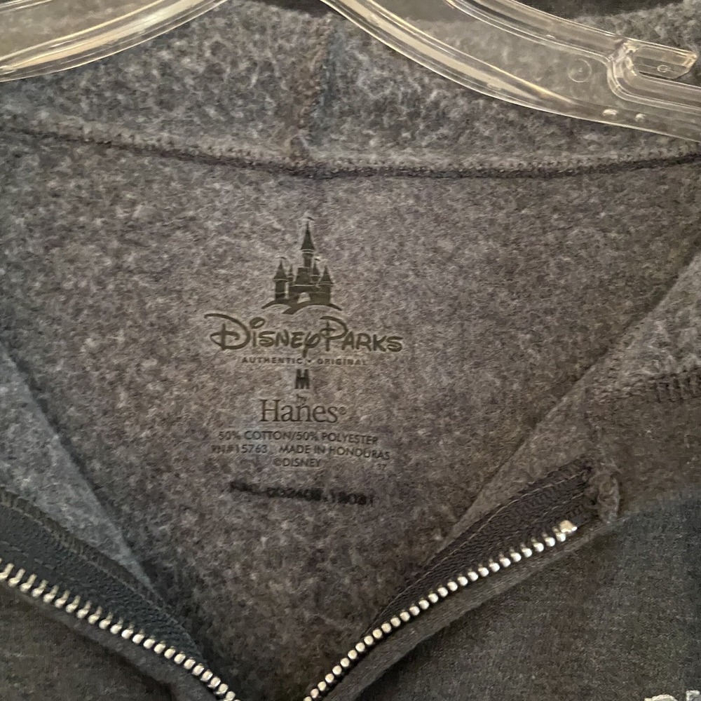 Disney Parks Disneyland Mickey Mouse Dark Gray Zip Hoodie Sweatshirt Medium - Picture 4 of 5